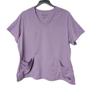 Greys Anatomy by Barco Spandex Stretch Scrub Top Lavender Purple V-Neck 2XL